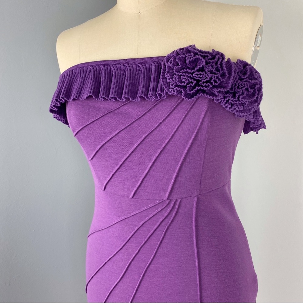 Catherine Malandrino Women's Strapless Wool Dress Purple Size M - Picture 3 of 14